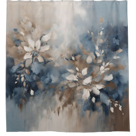 Cortina Para Box Marinho Azul Claro Azul Castanho Moderno Floral