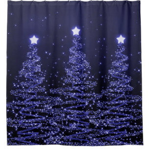 Cortina Para Box Marinho Azul- das Árvores de Natal Elegante