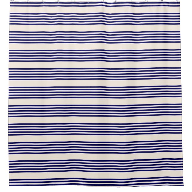 Cortina Para Box Marinho azul e bege cinco faixas (Frente)