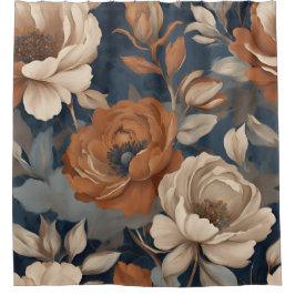 Cortina Para Box Marinho Azul Ferrugem Laranja Moderna Farmhouse Fl