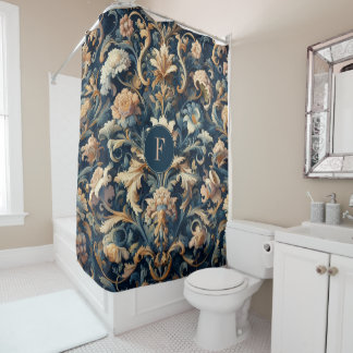 Cortina Para Box Marinho azul floral