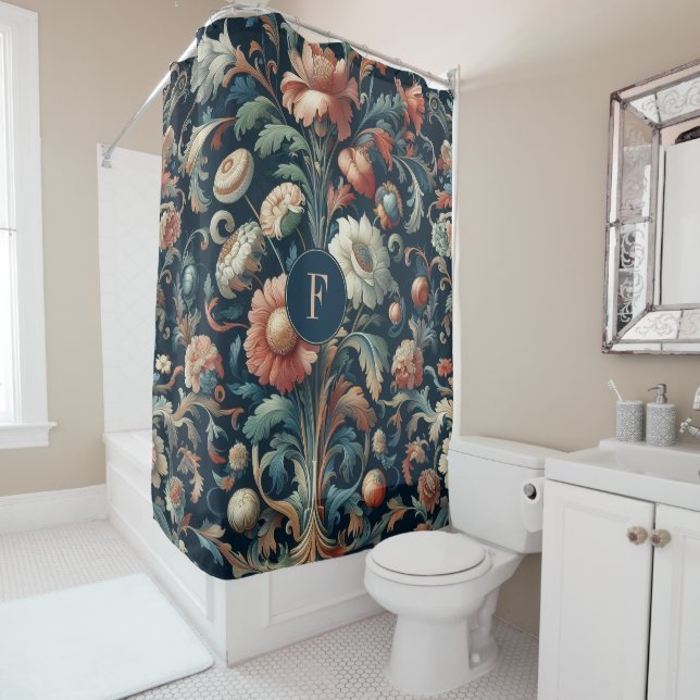 Cortina Para Box Marinho azul floral (In Situ)