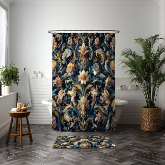 Cortina Para Box Marinho azul floral