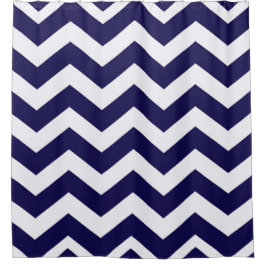 Cortina Para Box Marinho Blue Chevron Stripes