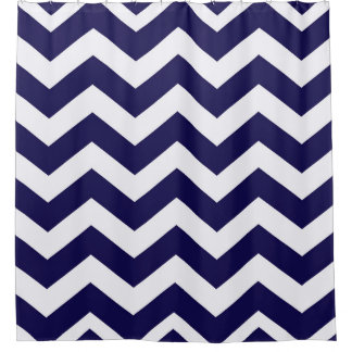 Cortina Para Box Marinho Blue Chevron Stripes