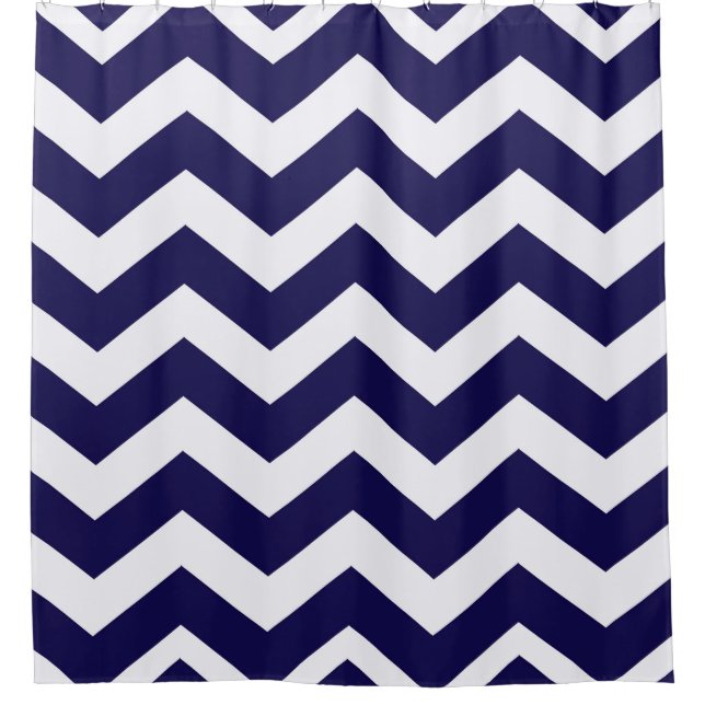 Cortina Para Box Marinho Blue Chevron Stripes (Frente)