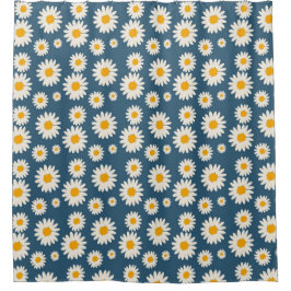Cortina Para Box Marinho Daisy Floral Bohemian Padrão Botânico