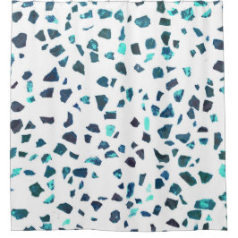 Cortina Para Box Marinho mármore moderno Abstrato branco Teal Terra