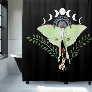 Cortina Para Box Mariposa Lunar Etérea Verde Mística Celestial