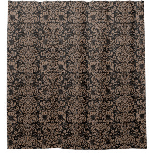 CORTINA PARA BOX MÁRMORE DAMASK2 PRETO & LÁPIS DE COR CASTANHA