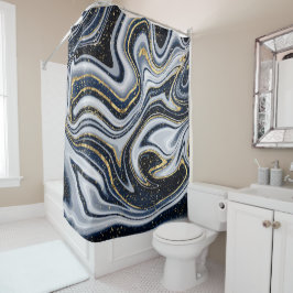 Cortina Para Box mármore, ouro,cinzas,velho,branco,azul pálido, mod