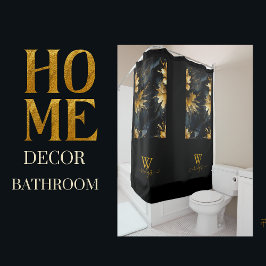 Cortina Para Box mármore preto de ouro abstrato da Trendy