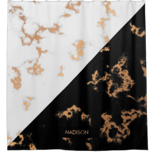 Cortina Para Box Mármore preto e branco