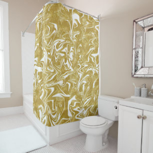 Cortina Para Box Mármore Rodopio Glamouroso Elegante Dourado e Bran