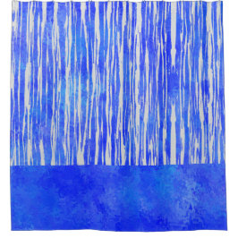 Cortina Para Box Matizes de padrão branco e azul riscado