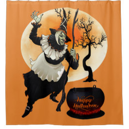 Cortina Para Box Mau assustador e caldeirão mau da bruxa do Dia das