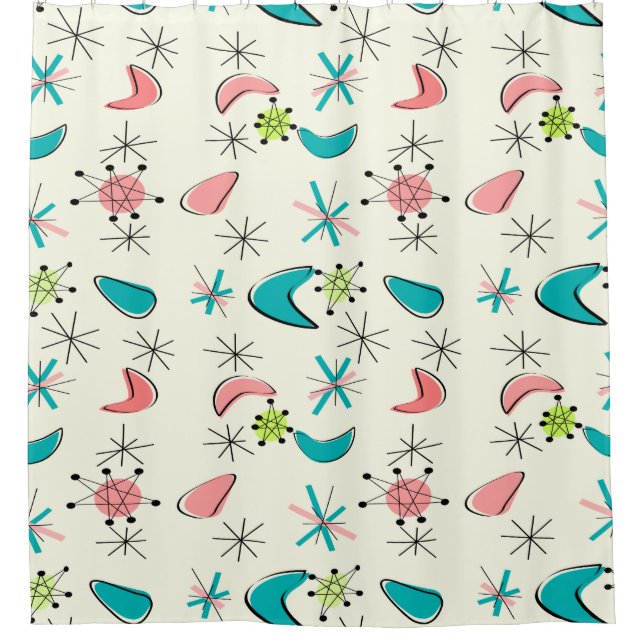 Cortina Para Box Médio-século Moderno Boomerangs  (Frente)