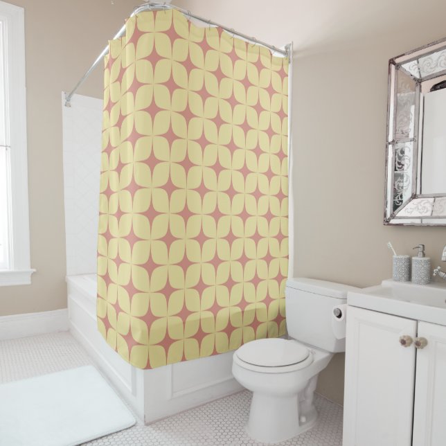 Cortina Para Box Meio século amarelo pálido e vermelho moderno Boho (In Situ)