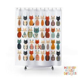 Cortina Para Box Meio século Meow Retro Atomic Cats Rosa