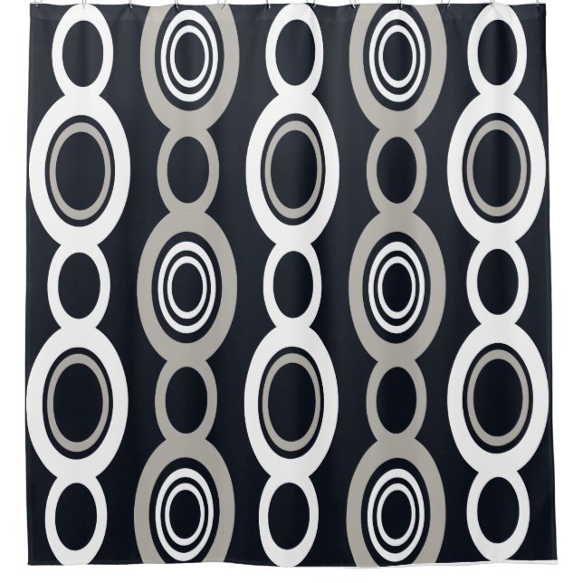 Cortina Para Box Meio século Modern Chain Links Cinzas Brancas (Frente)