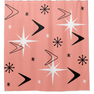 Cortina Para Box Meio século Moderno Boomerangs Salmão Rosa