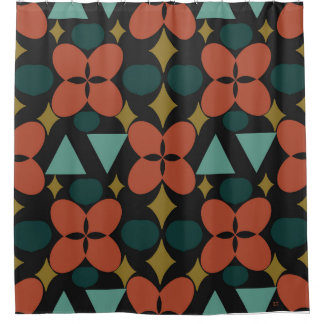 Cortina Para Box Meio século Moderno Flor Diamante Preto