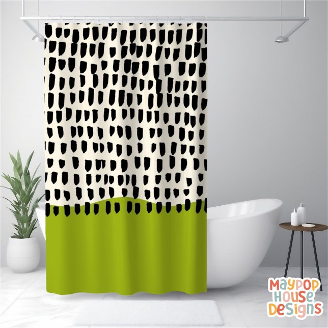 Cortina Para Box Meio século preto verde moderno para Abstrato retr (mid century modern shower curtain bathroom decor)