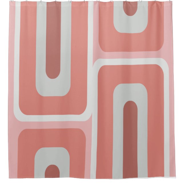 Cortina Para Box Meio século Retângulo Longo Moderno Salmão Rosa (Frente)