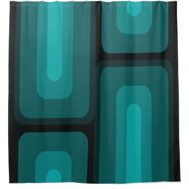 Cortina Para Box Meio século Retângulo Longo Moderno Teal (Frente)