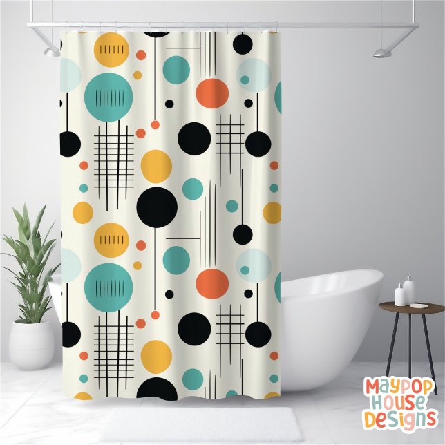Cortina Para Box Meio século Retroativo Moderno (mid century modern shower curtain bathroom decor)