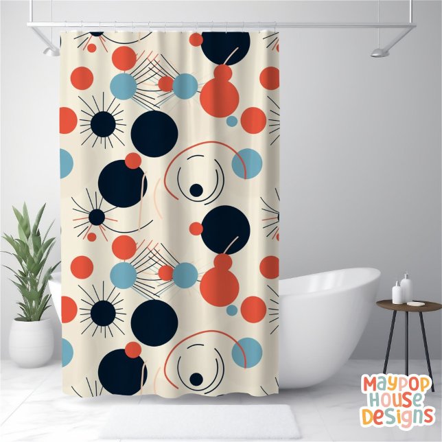 Cortina Para Box Meio século Retroativo Moderno (mid century modern shower curtain bathroom decor)