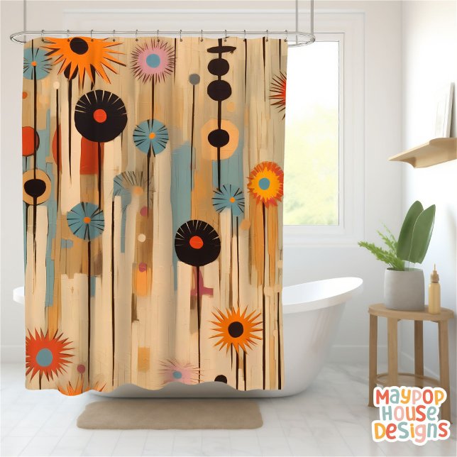 Cortina Para Box Meio século Retroativo Moderno (mid century modern shower curtain bathroom decor)