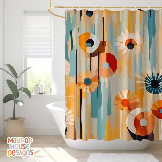 Cortina Para Box Meio século Retroativo Moderno (mid century modern shower curtain bathroom decor)