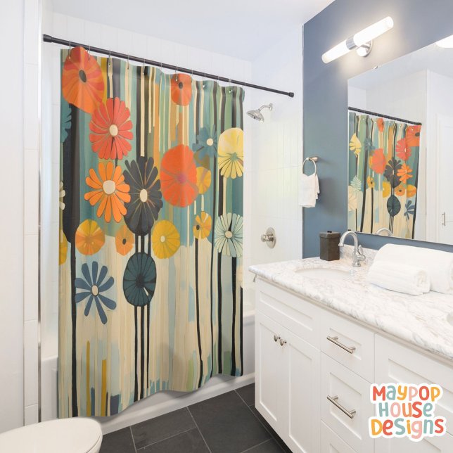 Cortina Para Box Meio século Retroativo Moderno (mid century modern shower curtain bathroom decor)