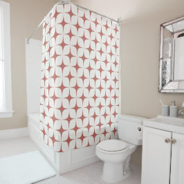 Cortina Para Box Meio século Vermelho e Branco Moderno Vintage Geom