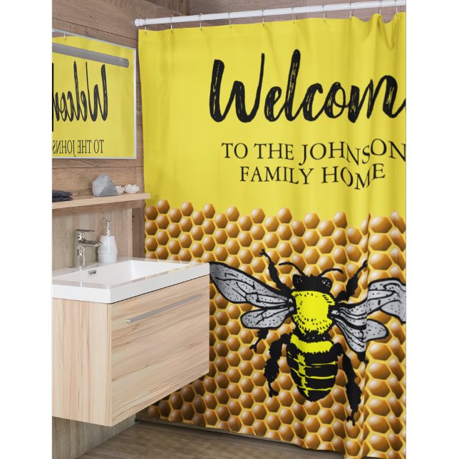 Cortina Para Box Mel Ave Hive Padrão Cute Inseto Apiary Nome (Criador carregado)