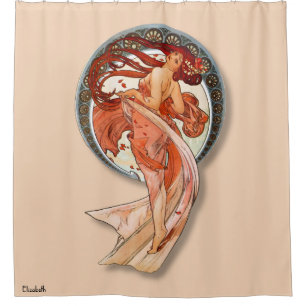 Cortina Para Box Menina de dança bonita de Nouveau da arte retro d