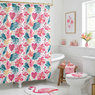 Cortina Para Box Meninas Rosa Flamingo Tropical