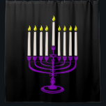 Cortina Para Box menorah hanukkah púrpura<br><div class="desc">"menorah púrpura hanukkah",  "hanukkah púrpura",  "menorah púrpura",  "hanukkah menorah",  menorah,  "feliz hanukkah",  canukah,  hannukah,  Hanukkah,  "feriados judeus"</div>