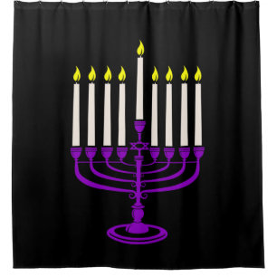 Cortina Para Box menorah hanukkah púrpura