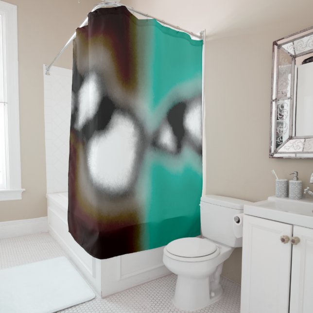 Cortina Para Box Mensagem em uma garrafa: Abstrato Brown, Teal, B & (In Situ)