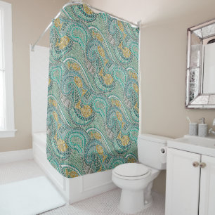 Cortina Para Box menta de peixe mosaico