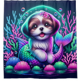 Cortina Para Box "Mermaid Shih Tzu Puppy - Whimsical Fantasy Art"