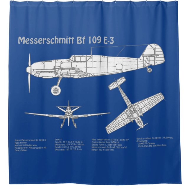 Cortina Para Box Messerschmitt Bf 109 - Airplane Blueprint ABD (Frente)