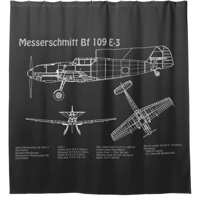 Cortina Para Box Messerschmitt Bf 109 - Airplane Blueprint PD (Frente)