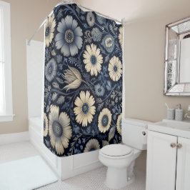 Cortina Para Box Metamorfose Floral Polida |Indigo Watercolor A