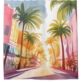 Cortina Para Box Miami Beach | Bright Colorful Watercolor Painting