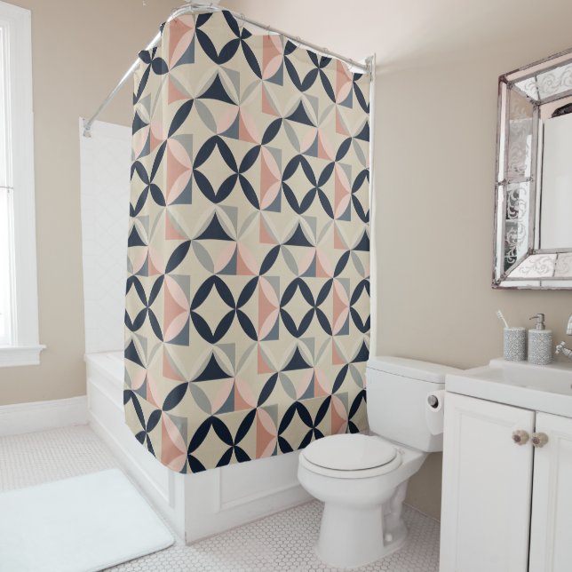 Cortina Para Box Mid Century Modern Geometric Abstract Pattern  (In Situ)