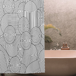 Cortina Para Box Mid Century Modern Geometric Arch Black White