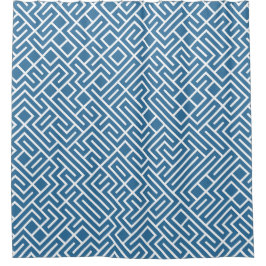 Cortina Para Box Minimalist Maze Fill Blue Pattern
